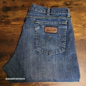 Wrangler Retro Jeans 38x34 Slim Bootcut Thick Stitch Medium Dark Wash Western